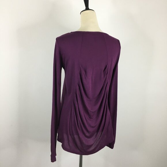 BCBGMAXAZRIA Deep Port SELDA Ruching Back Long Sleeve Shirt Top - Picture 8 of 8